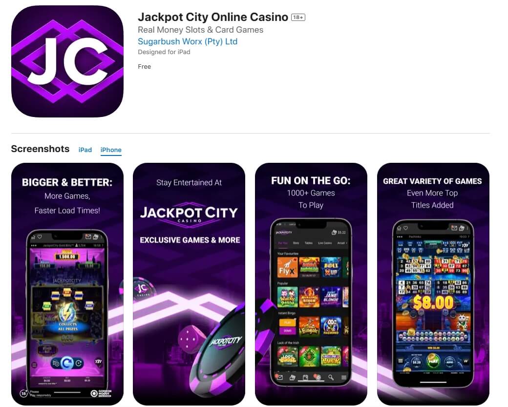 Jackpot City Casino Mobile App Screenshot