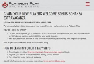 Platinum Play welcome bonus