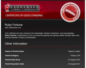 example of Kahnawake license